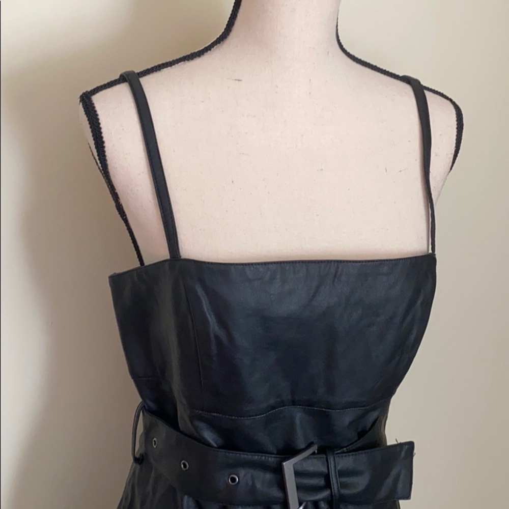 NWOT Free People black vegan leather dress Size 10 - Picture 3 of 8